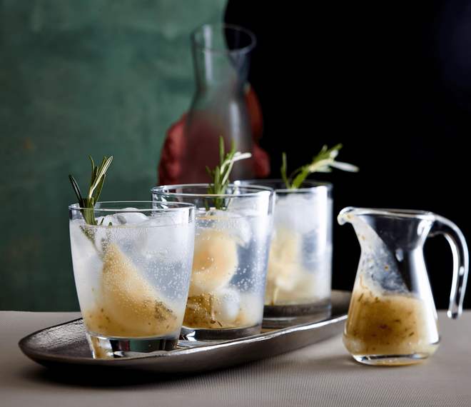 Rosemary pear gin and tonic