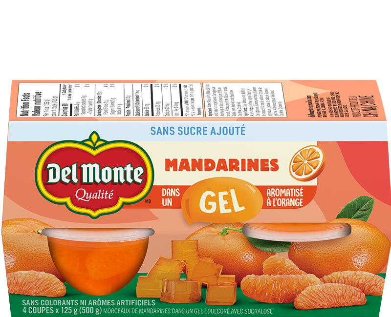 Mandarines dans un gel aromatisé à l’orange sans sucre ajouté